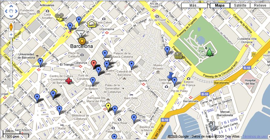 Mapa literario de Barcelona.